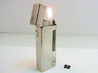 DUNHILL Rollagas Lighter d Mark Silver Gas leaks W/4p O - rings Auth Swiss (c 3