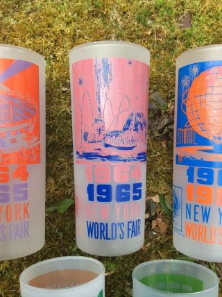Set Of 5 Vintage 1964 & 1965 York Worlds Fair FROSTED Glass 6.  5” Tumblers 3
