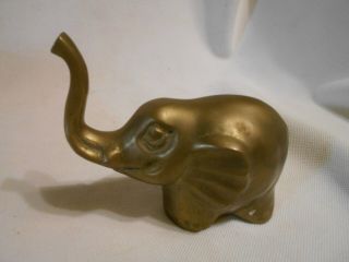 Vintage Brass Small Elephant Figure Figurine With Trunk Up For Luck