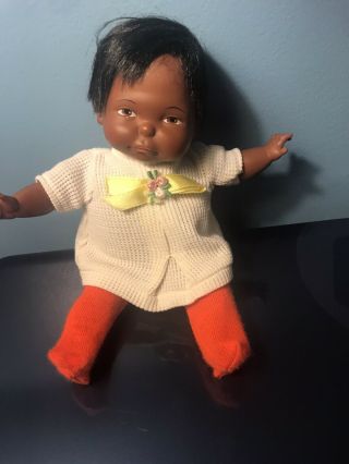 Vintage Ideal Newborn Thumbelina Doll African American 10 " 1997