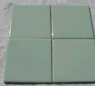 Vintage Spartan 1960’s 12 Total 4 5/16 Square Ceramic Wall Tile Ming Green