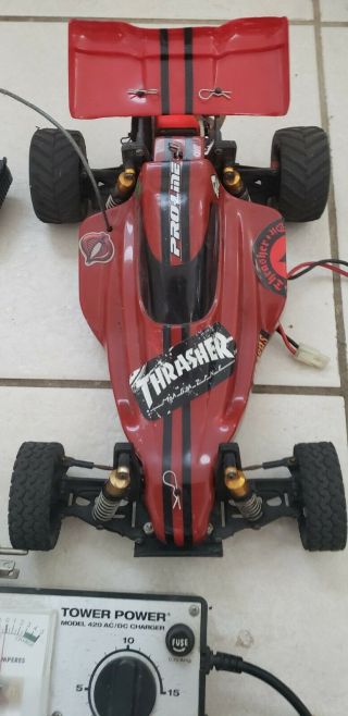 Vintage Kyosho Cox Rampage Rc Buggy,  Remote And Charger - Needs Motor Or Servo