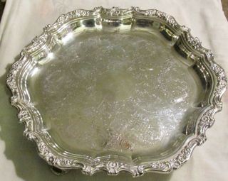 Vintage Webster & Wilcox Oneida 14 " Silverplate Footed Serving Tray,  - Vg