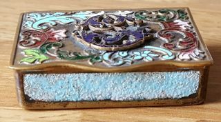Gilt metal & enamel vintage Victorian antique match box vesta case box 3