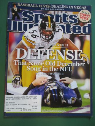 Lamar Woodley Sports Illustrated December 22,  2008 Si Pittsburgh Steelers