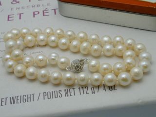 Vintage 18 Inch 9 Mm Fresh Water Pearl Neckless With Sterling Clasp