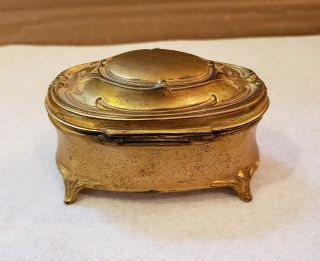 Vintage Metal Jewelry Trinket Box Casket 
