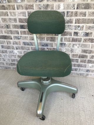 Vtg Industrial Art Deco Mcm Metal Tanker Desk Office Swivel Chair Made Chicago