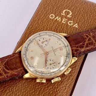 Omega 18ct Gold 33.  3 Chronograph - Rare Vintage 1939 Box - Parts Repair