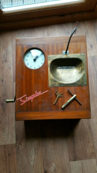 Simplex / Gledhill Brook x2 Time Recorder Punch Clock Antique 2