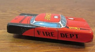 Vintage Japan Tin Litho Pressed Steel Fire Dept Chief Toy Car Command F.  D.  2 "
