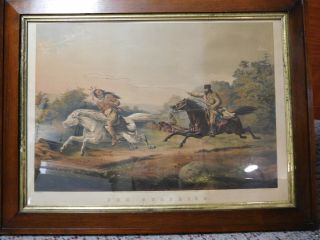 Antique 1858 Large Folio " The Surprise " Currier And Ives Hand - Colored Lithograph