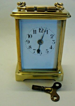 Early 20th Century Brass Cased Carriage Clock With Key