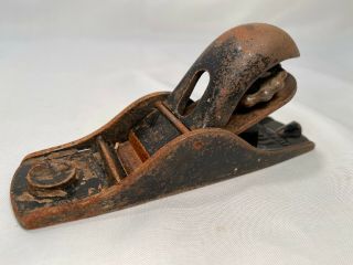 Vintage Stanley No 102 Block Plane Wood Plane 1 3/8 " Blade Rusty Made In Usa