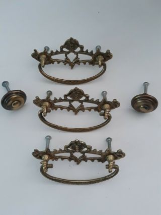 Antique Vintage Brass Drawer Pulls/handles