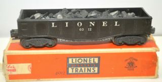 Vintage Lionel No.  6012 1950s Black Gondola Car W/ Coal Load