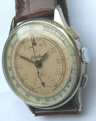 Breitling Vintage " Top - Down " Chronograph Watch Ref.  179 Venus 170