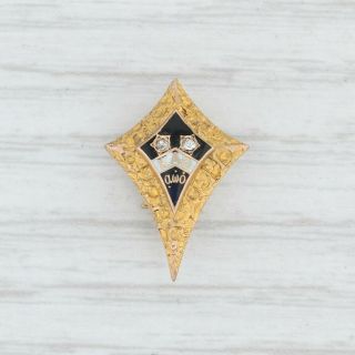 Rare Antique Kappa Alpha Theta Pin - 14k Gold Diamonds Nugget Pattern Sorority