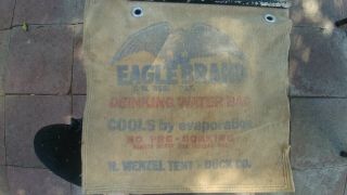 Vintage Antique - Eagle Brand Drinking Water Canvas Bag H.  Wenzel Tent & Duck Co