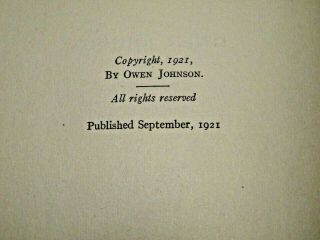 THE WASTED GENERATION By Owen Johnson,  1st ed. ,  1921,  HC 3