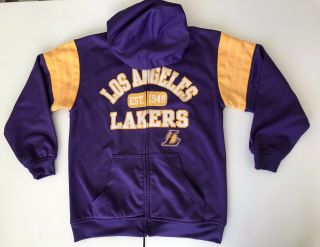 Los Angeles Lakers Nba Full Zip Hoodie Jacket Sweater - Purple Youth Large 10/12
