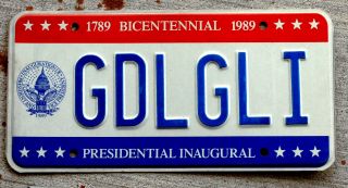1989 Presidential Inaugural Bicentennial License Plate George H.  W.  Bush