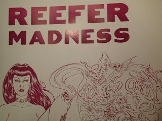 Rare Vintage Movie Poster Reefer Madness Marijuana Lithograph Pop Art