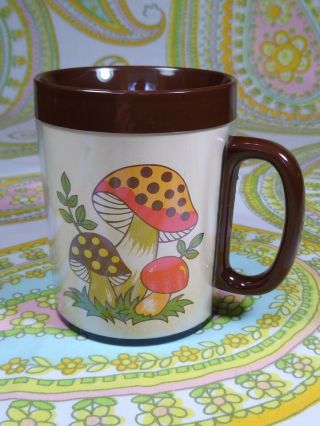 Vintage Merry Mushroom Thermo Serv Insulated Coffee Mug Sear Roebuck & Co.  1979