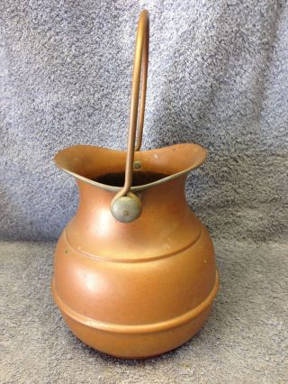 Primitive Vintage Heavy Copper Pail / Pitcher / Vase Extremely Well Made