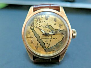 Vintage Tudor By Rolex Middle East Map Cloisonne Arabic Rgf 7903 Watch 1960s