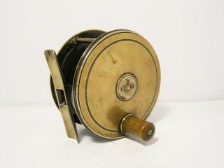 Vintage Antique Farlow Brass Patent 4 " Wide Drum Salmon Fly Fishing Reel