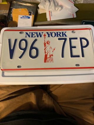 York Statue Of Liberty License Plate.  V96 - 7ep.