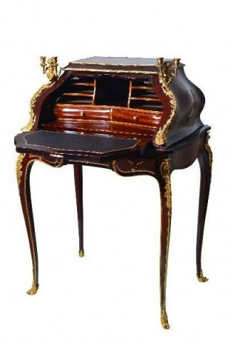 Fine Louis XV Style gilt bronze mounted Inlaid marquetry bureau de dame desk 2