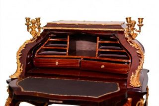Fine Louis XV Style gilt bronze mounted Inlaid marquetry bureau de dame desk 3
