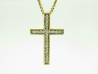 David Yurman Vintage 18k Yellow Gold & Diamonds Pave Cross Cable Necklace Gift