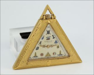 Rare Antique Arbaco Triangular 17j Masonic Gold Filled Pocket Watch