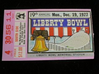 1977 Nebraska Cornhuskers V North Carolina Liberty Bowl Football Ticket Stub