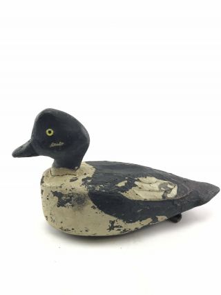 Antique Wooden Hand Carved Duck Decoy W/ Glass Eyes - 3788