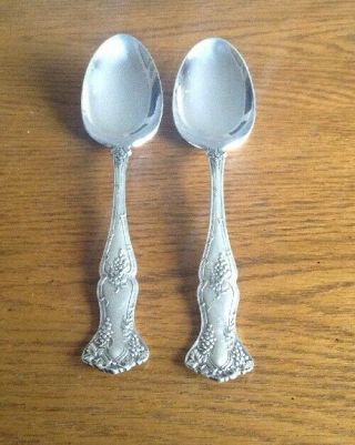1847 Rogers Bros.  Silverplate Vintage Grape 1904 2 Serving Spoons Euc Polished