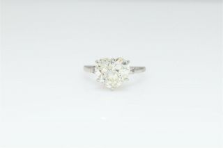Antique 1950s $64,  000 4ct Heart Cut Diamond Platinum Wedding Ring Appraisal