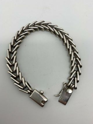 MEXICO 925 Silver - TC - 290 Vintage Linked Chain Bracelet 7.  5 2
