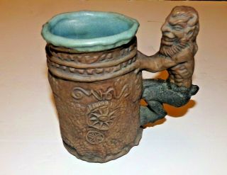Jim Rumph Vintage Studio Pottery 1971 Satyr & Nymph Ceramic Tankard Stein Mug