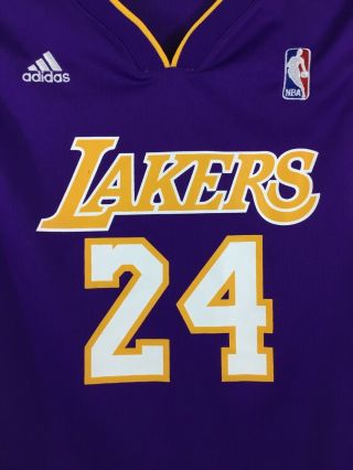 Adidas La Lakers Kobe Bryant 24 Nba Jersey Purple Gold Trim Youth Size M 10 - 12