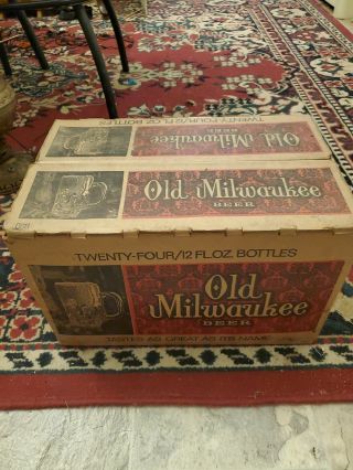 Vintage Old Milwaukee 1973 24 Bottle Waxed Cardboard Beer Box Has Bottles Aswell