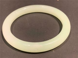 Vintage Chinese Pale Jade Bangle Bracelet - 12 Mm Wide - 2 5/8 " Across