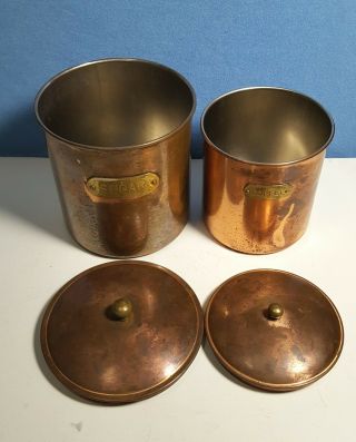 Vintage Copper Kitchen Canister Coffee And Sugar