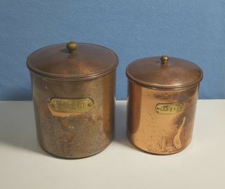 Vintage Copper Kitchen Canister Coffee and Sugar 2