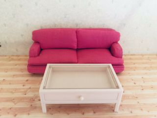 Vintage Lundby Sweden dollhouse furniture sofa group couch table living room 2