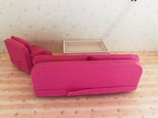 Vintage Lundby Sweden dollhouse furniture sofa group couch table living room 3