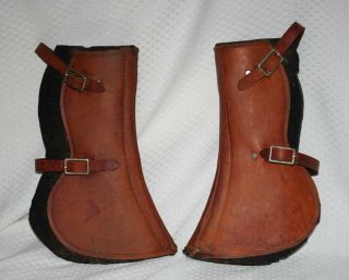 Vintage Leather Horse Boots -,  Protection - Military? Cavalry?